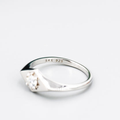 Kite Signet Ring in Sterling Silver, Silver or Gold, Starburst Ring, Rhombus Ring, Statement Ring US 5 - 8