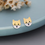 Japanese Shiba Inu Dog Stud Earrings in Sterling Silver - Dog Lover Earrings - Cute Animal Earrings - Cute, Fun, Whimsical