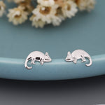 Chameleon Stud Earrings in Sterling Silver, Silver or Gold, Nature Inspired Animal Earrings, Lizard Earrings