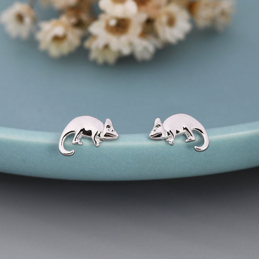 Chameleon Stud Earrings in Sterling Silver, Silver or Gold, Nature Inspired Animal Earrings, Lizard Earrings