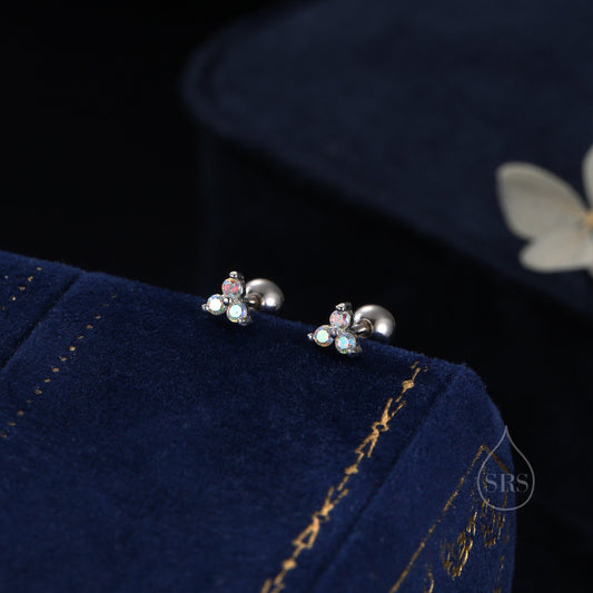 Three Dot AB Crystal Trio Screw Back Earrings in Sterling Silver with Sparkly CZ Crystals, Simple and Minimalist, Aurora Crystal