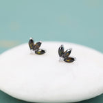 Sterling Silver Tiny Coffee CZ Marquise Cluster Stud Earrings, Gold or Silver, Marquise Fan Stud, CZ Crown Stud, Three Marquise Stud