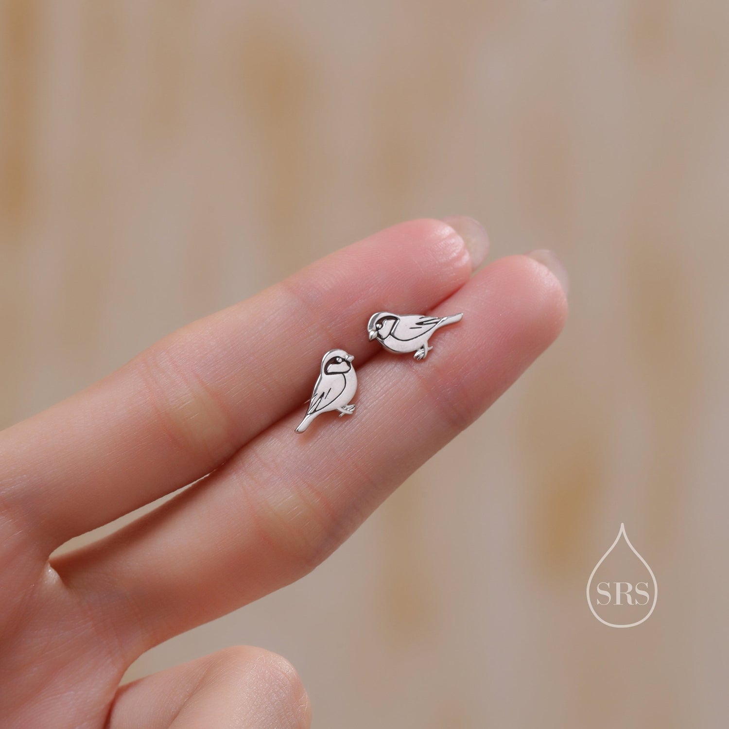 Sterling Silver Tiny Sparrow Bird Stud Earrings Earrings, Silver or Gold, Silver Sparrow Earrings,  Cute Sparrow Earrings