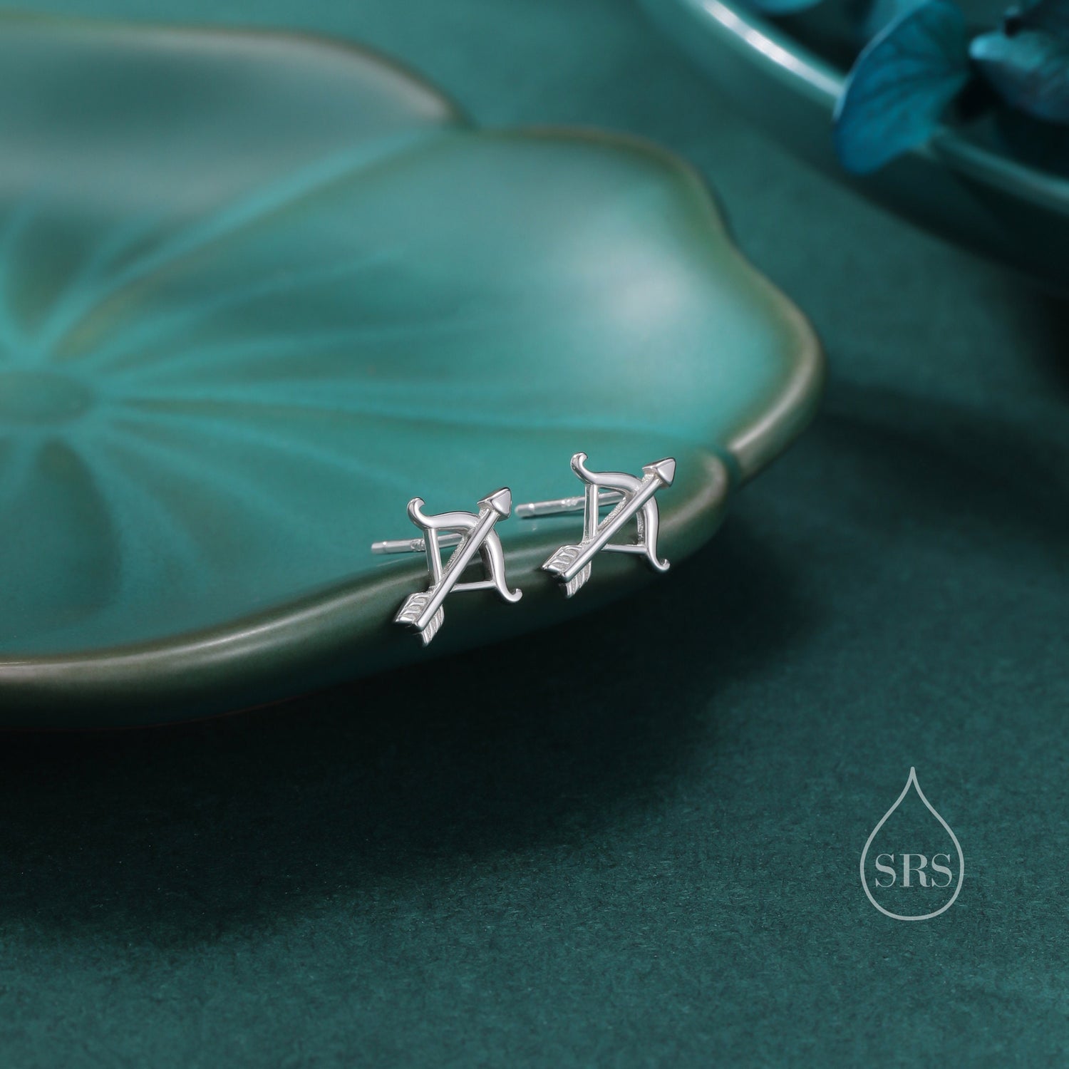 Bow and Arrow Stud Earrings in Sterling Silver, Silver or Gold or Rose Gold, Bow and Arrow Earrings