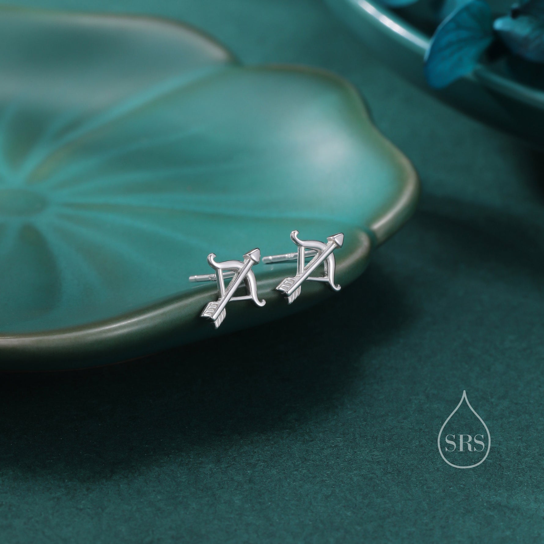 Bow and Arrow Stud Earrings in Sterling Silver, Silver or Gold or Rose Gold, Bow and Arrow Earrings