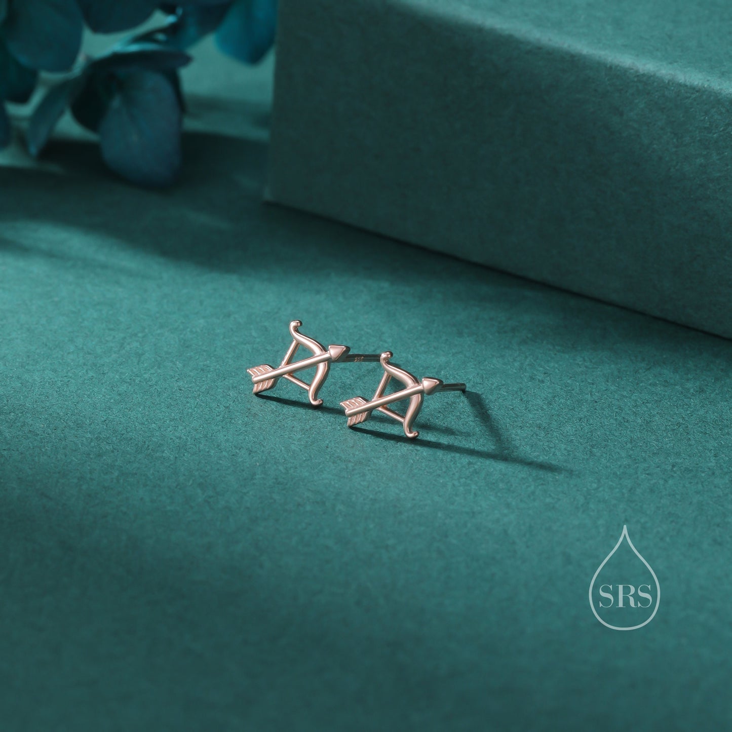 Bow and Arrow Stud Earrings in Sterling Silver, Silver or Gold or Rose Gold, Bow and Arrow Earrings