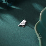 Mismatched Robin Bird and Holly Stud Earrings in Sterling Silver, Asymmetric Christmas Bird Earrings, Nature Inspired Earrings