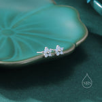 Tiny Opal Blue CZ Flower Stud Earrings in Sterling Silver, Silver or Gold, Blue CZ Flower Stud Earrings, Forget me not Flower Earrings