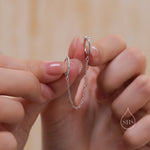 CZ Hoop and Cuff Huggie Hoop Earrings in Sterling Silver, Available in Silver, Gold or Rose Gold, Chain Dangle Earrings, Chain Hoops