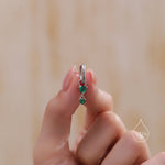 Double Emerald Green CZ Huggie Hoop Earrings in Sterling Silver, Silver or Gold, Detachable Charm Hoops, Geometric Hoop Earrings
