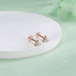 CZ Trio Internally Threaded Flat Back/Screw back(Barbell)/Stud Earrings in Sterling Silver, CZ Three Dot Trio, Piercing Jewellery