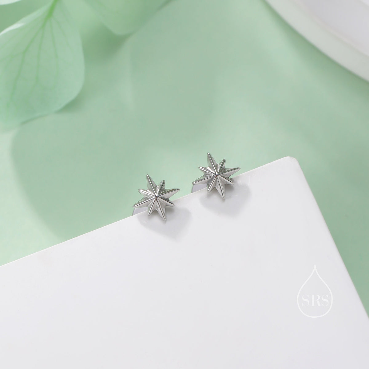 Internally Threaded Tiny Starburst Flat Back Earrings in Sterling Silver, Star Earrings, Piercing Jewellery