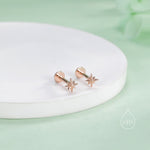 Internally Threaded Tiny Starburst Flat Back Earrings in Sterling Silver, Star Earrings, Piercing Jewellery