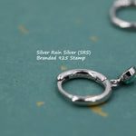 Sterling Silver Hoops with Tiny Dangling 3mm Moonstone, Very Small Lab Moonstone Charm Dangle Hoop Earrings, Silver or Gold