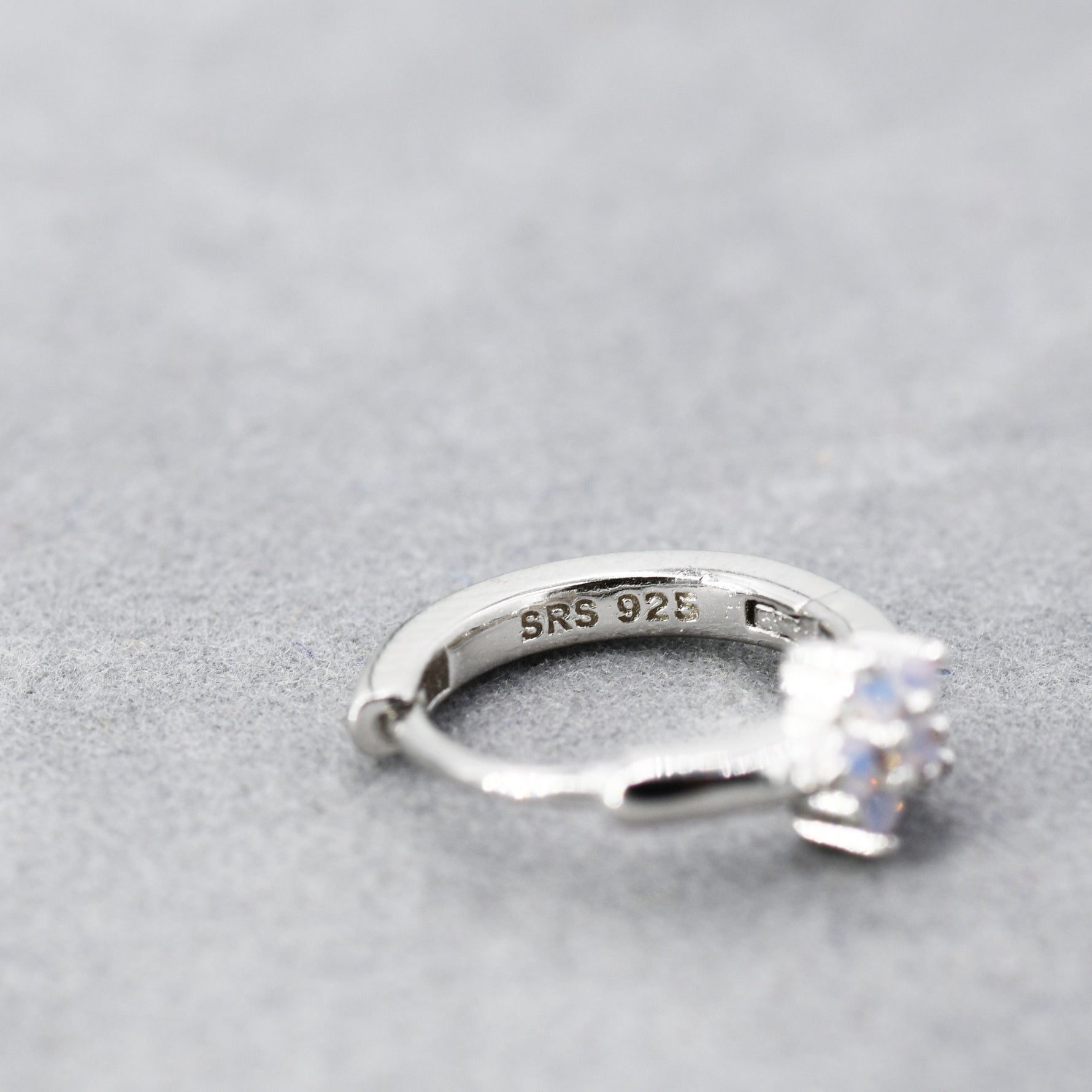 Opal Colour CZ Flower Huggie Hoop in Sterling Silver, Silver or Gold, Delicate Flower CZ Hoops, Tiny Flower Hoops, Tiny CZ Hoops