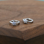 Opal Colour CZ Flower Huggie Hoop in Sterling Silver, Silver or Gold, Delicate Flower CZ Hoops, Tiny Flower Hoops, Tiny CZ Hoops