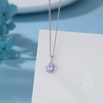 Tanzanite Blue CZ Bubble Pendant Necklace