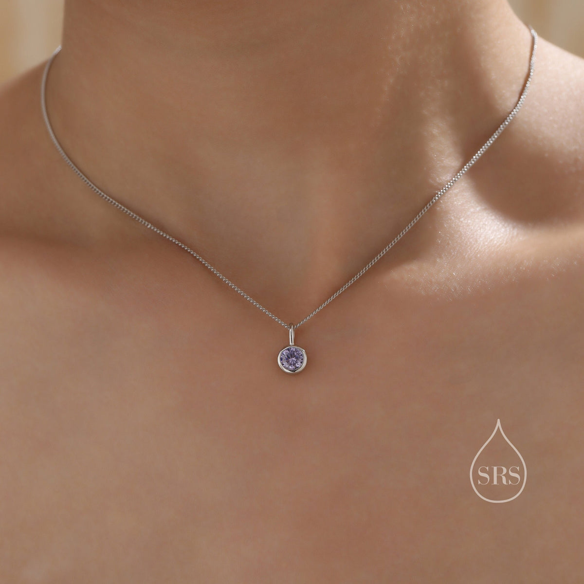 Tanzanite Blue CZ Bubble Pendant Necklace