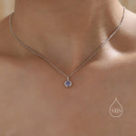 Tanzanite Blue CZ Bubble Pendant Necklace