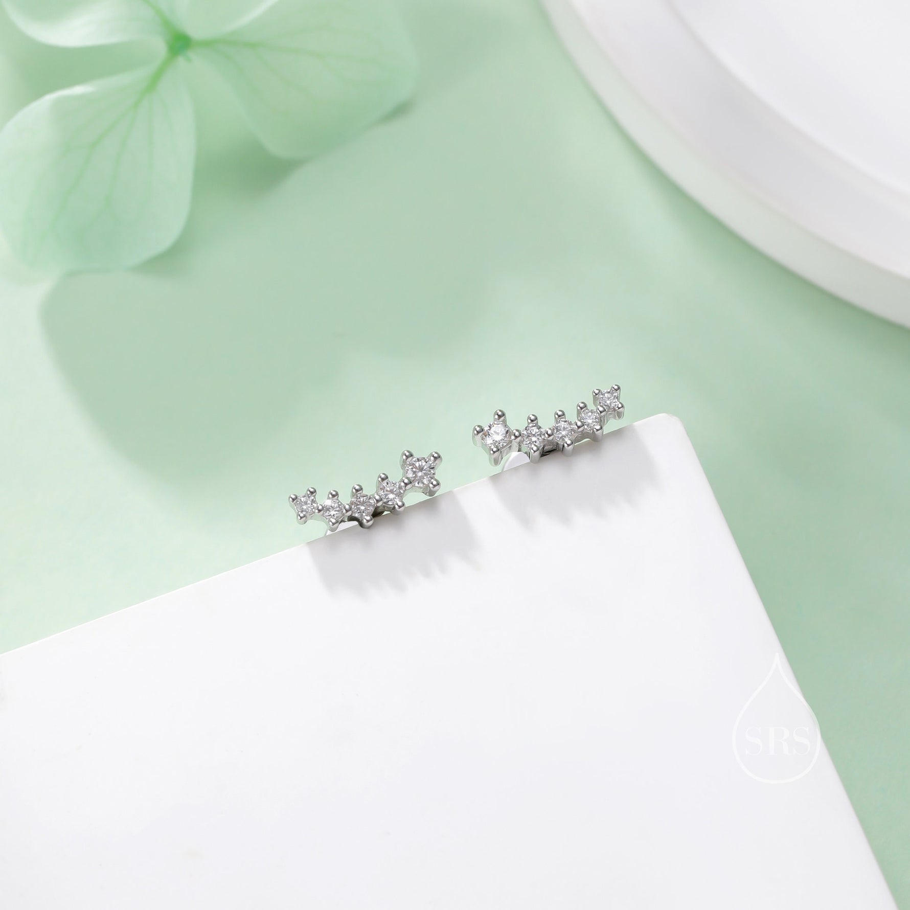 Tiny Shooting Star CZ Internally Threaded Flat Back/Screw back(Barbell)/ Stud Earrings in Sterling Silver, Star Earrings, Piercing Jewellery