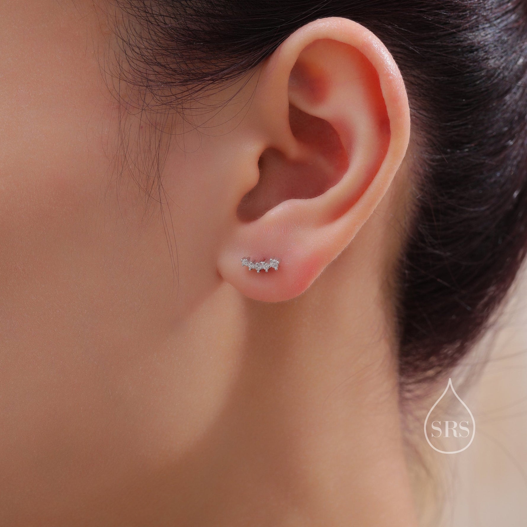Tiny Shooting Star CZ Internally Threaded Flat Back/Screw back(Barbell)/ Stud Earrings in Sterling Silver, Star Earrings, Piercing Jewellery
