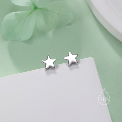 Internally Threaded Tiny Star Flat Back/Screw Back/ Stud Earrings in Sterling Silver, Star Earrings, Piercing Jewellery