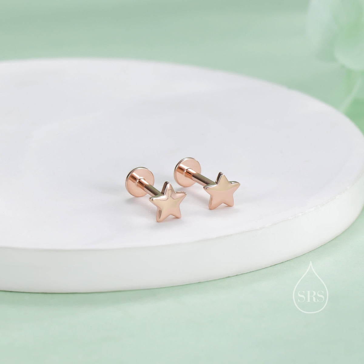 Tiny Star Internally Threaded Flat Back/Screw back(Barbell)/ Stud Earrings in Sterling Silver, Star Earrings, Piercing Jewellery
