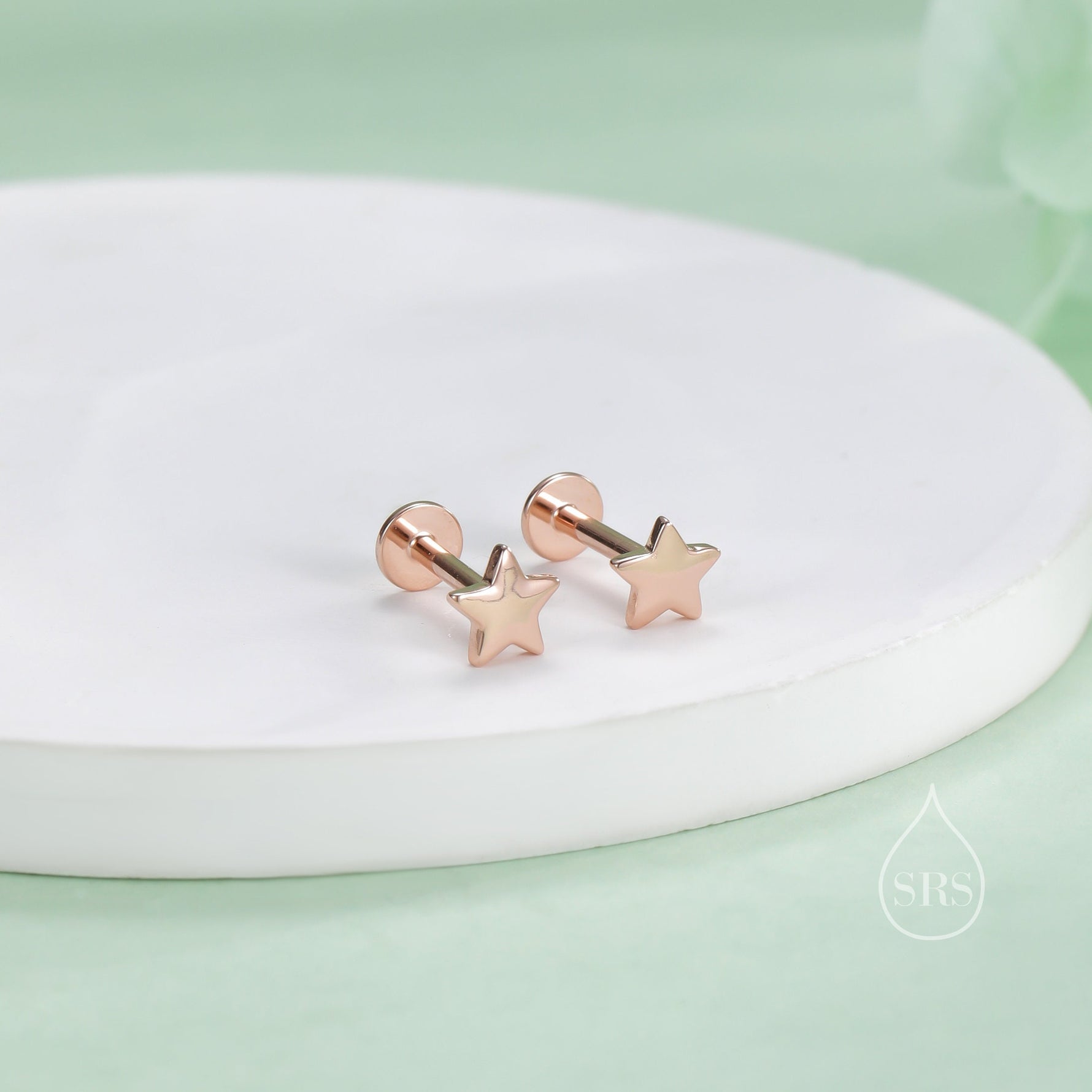 Tiny Star Internally Threaded Flat Back/Screw back(Barbell)/ Stud Earrings in Sterling Silver, Star Earrings, Piercing Jewellery