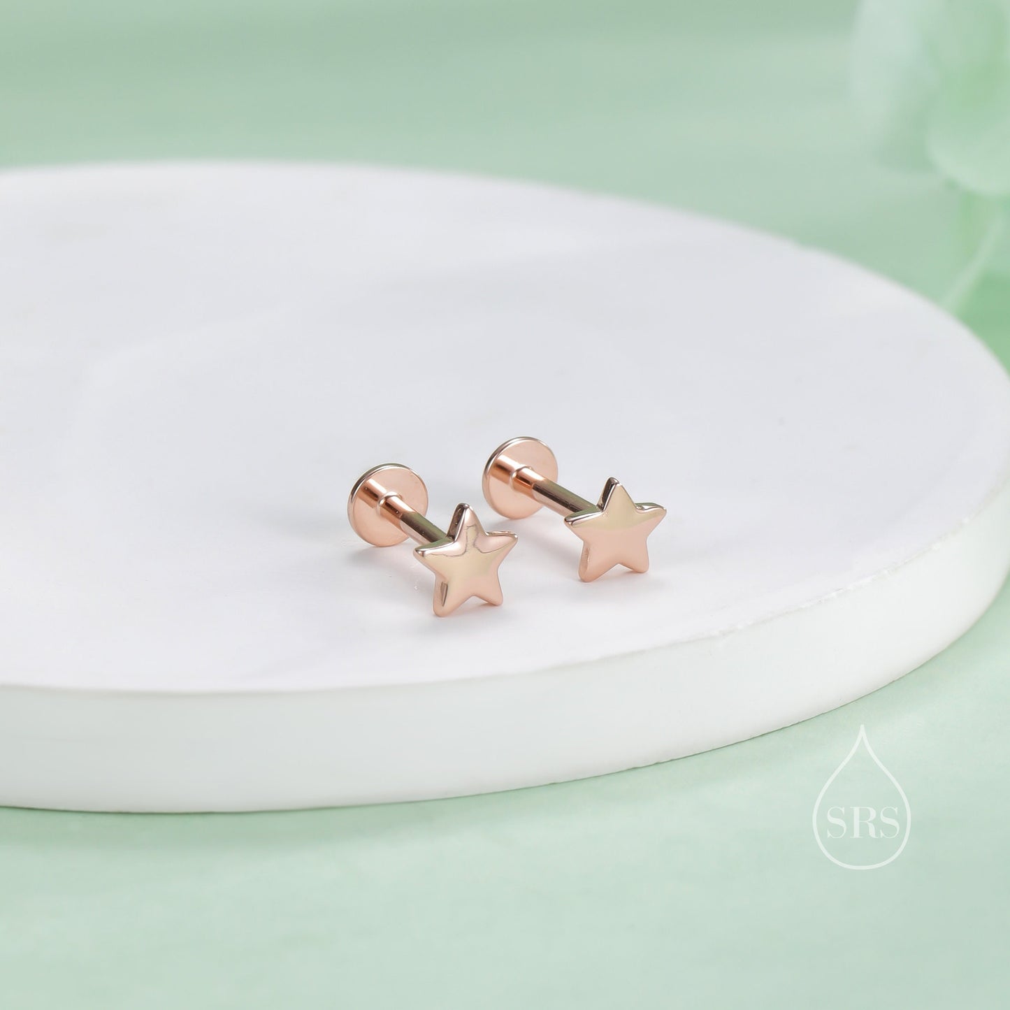 Internally Threaded Tiny Star Flat Back/Screw Back/ Stud Earrings in Sterling Silver, Star Earrings, Piercing Jewellery