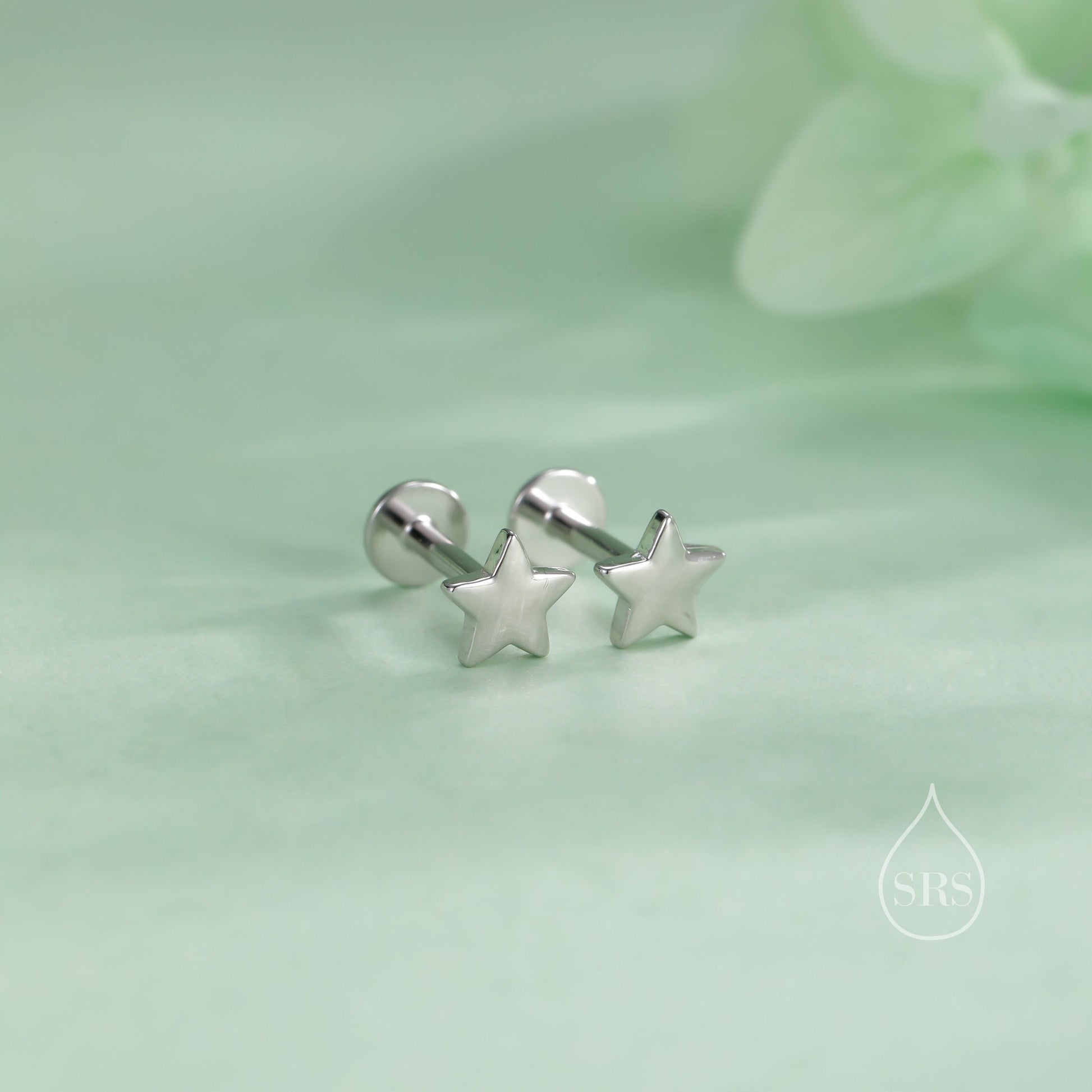 Internally Threaded Tiny Star Flat Back/Screw Back/ Stud Earrings in Sterling Silver, Star Earrings, Piercing Jewellery