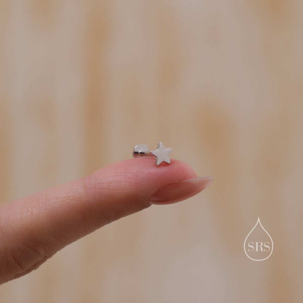 Tiny Star Internally Threaded Flat Back/Screw back(Barbell)/ Stud Earrings in Sterling Silver, Star Earrings, Piercing Jewellery