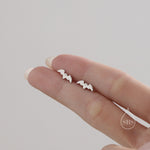 Tiny Bat 16G Internally Threaded Flat Back Earrings in Sterling Silver, Animal Earrings