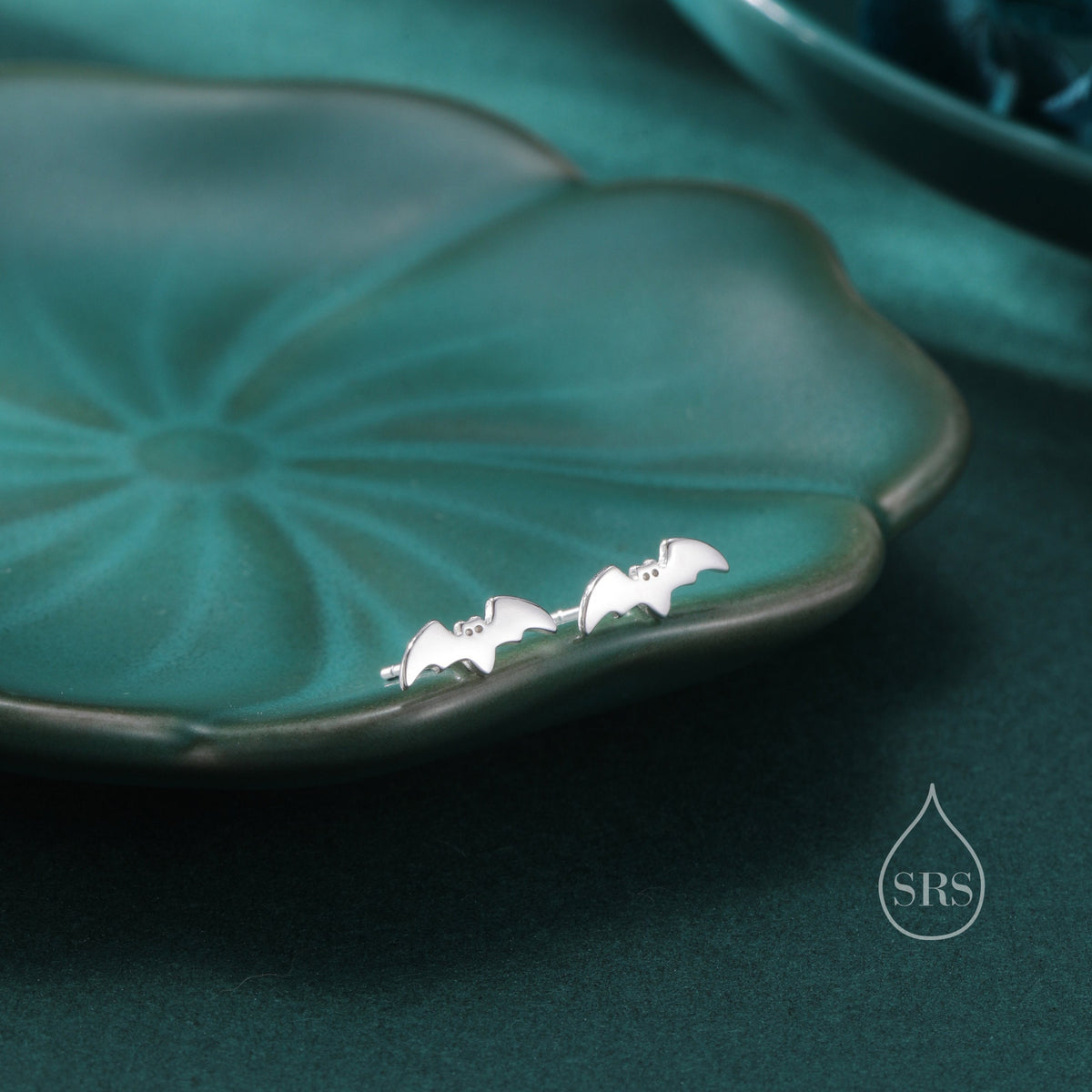 Tiny Bat Stud Earrings in Sterling Silver, Silver or Gold or Black, Simple Bat Earrings, Stacking Earrings, Animal Earrings