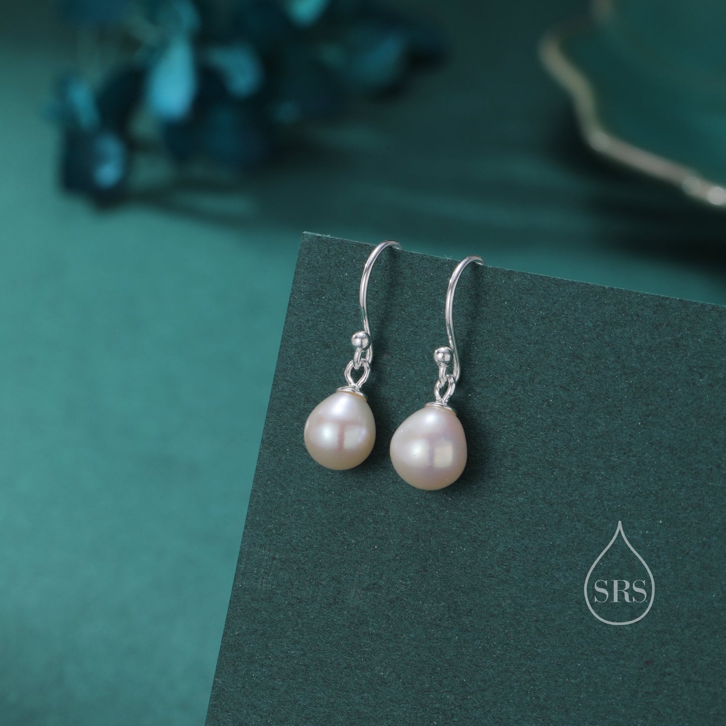 Genuine Tiny Droplet Freshwater Pearl Drop Hook Earrings in Sterling Silver, Silver or Gold, Delicate Pear Pearl Earrings, Genuine Pearls