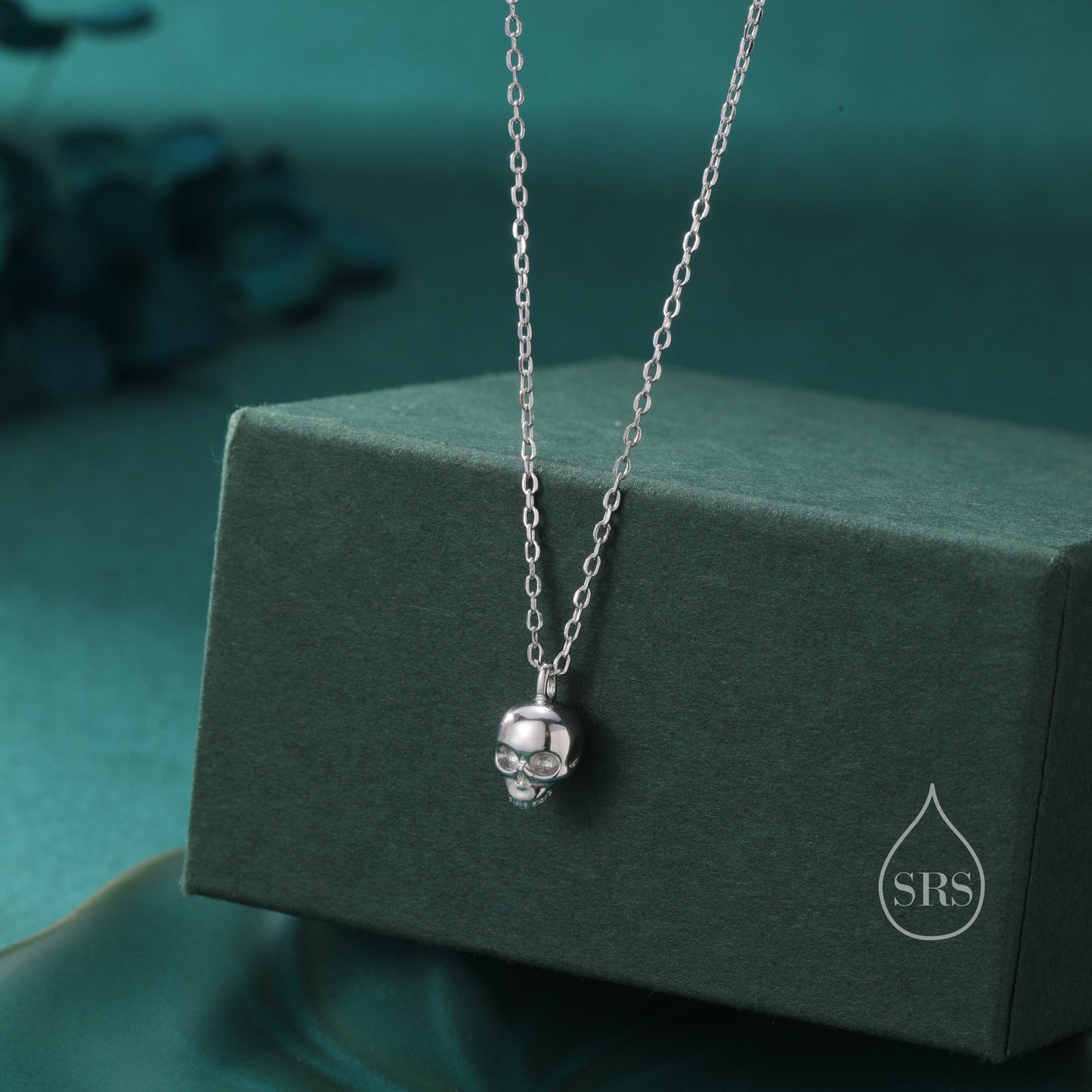 Tiny Skull Pendant Necklace in Sterling Silver, Extra Small Skull