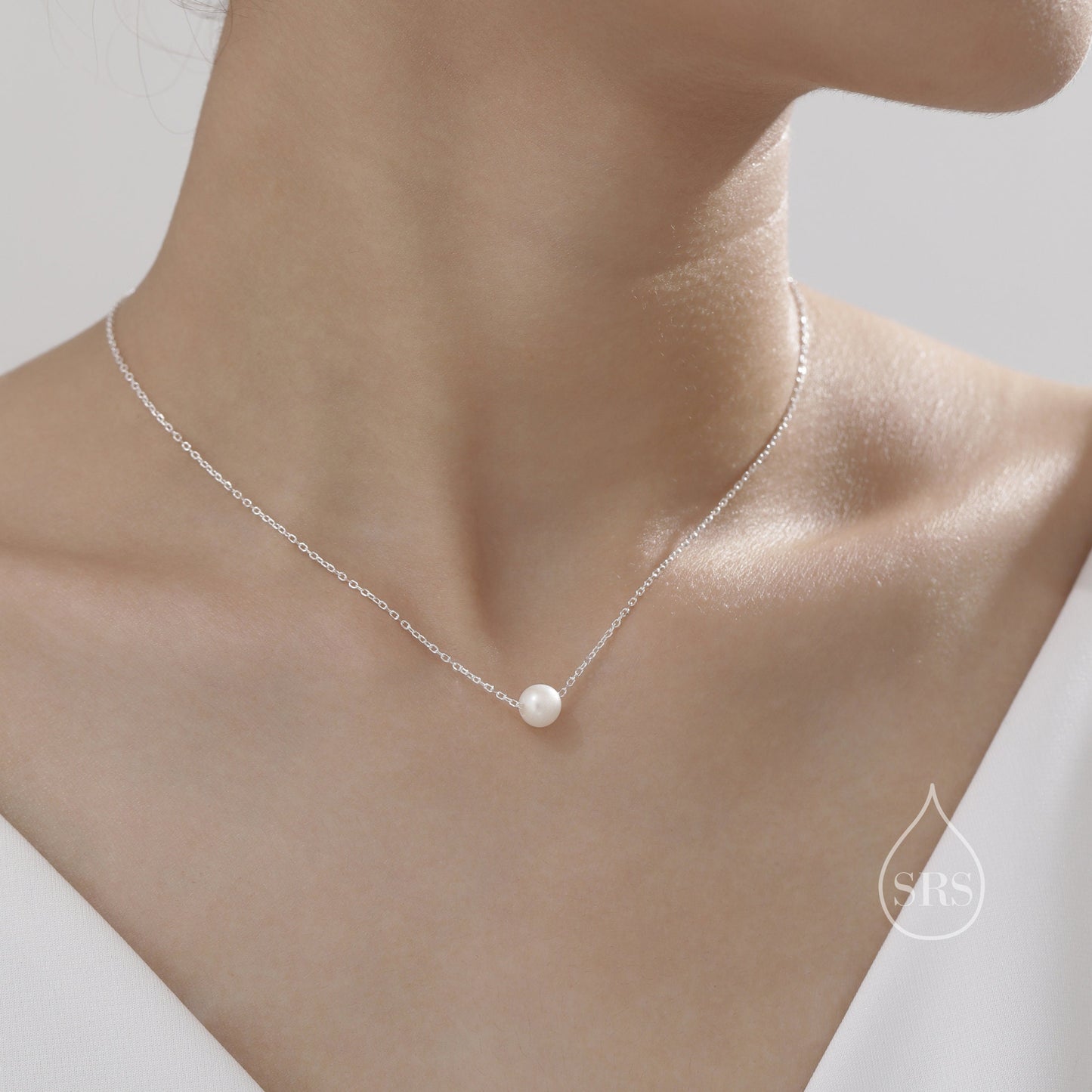 Single Freshwater Pearl Necklace in Sterling Silver, Silver or Gold, Natural Pearl Necklace, Single Pearl Necklace, Genuine Pearl Necklace