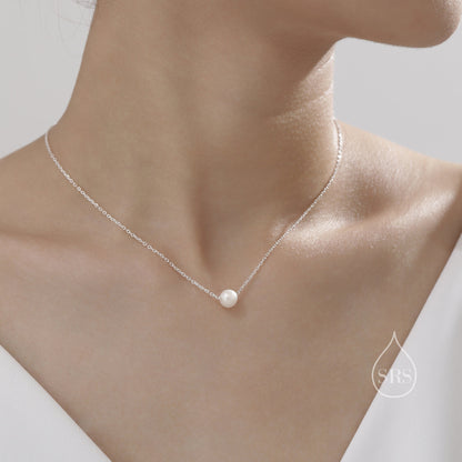 Single Freshwater Pearl Necklace in Sterling Silver, Silver or Gold, Natural Pearl Necklace, Single Pearl Necklace, Genuine Pearl Necklace