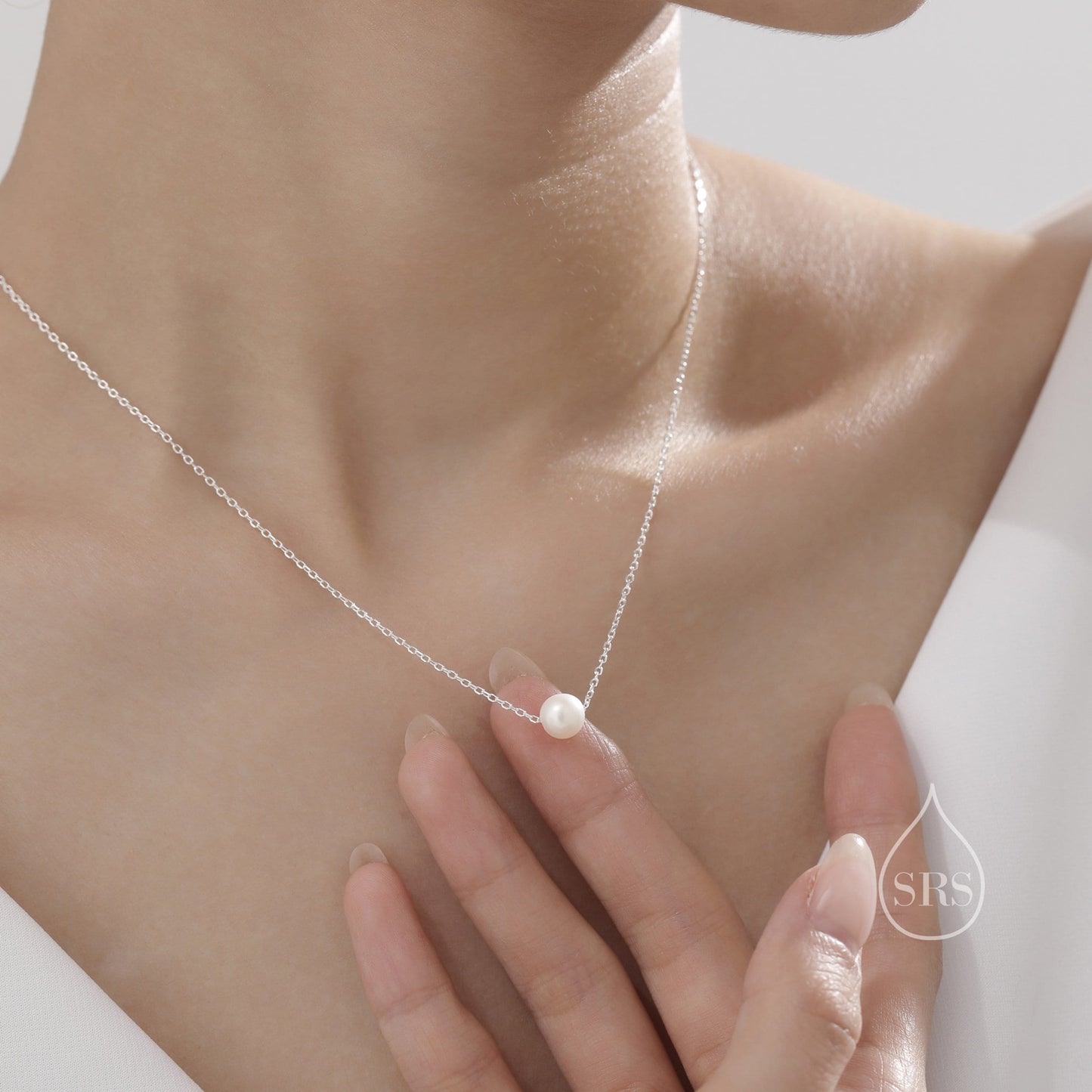 Single Freshwater Pearl Necklace in Sterling Silver, Silver or Gold, Natural Pearl Necklace, Single Pearl Necklace, Genuine Pearl Necklace