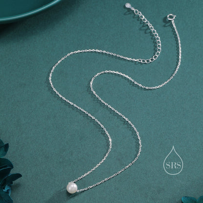 Single Freshwater Pearl Necklace in Sterling Silver, Silver or Gold, Natural Pearl Necklace, Single Pearl Necklace, Genuine Pearl Necklace
