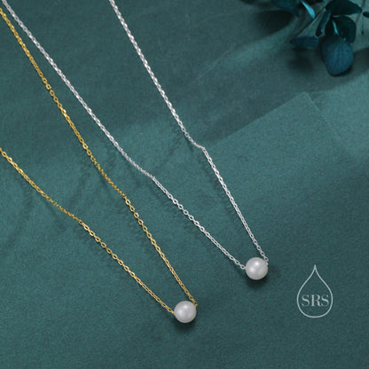 Single Freshwater Pearl Necklace in Sterling Silver, Silver or Gold, Natural Pearl Necklace, Single Pearl Necklace, Genuine Pearl Necklace