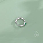 Minimalist Single Baguette Cut CZ Huggie Hoop in Sterling Silver, Silver or Gold, Minimalist Simple Hoop Earrings