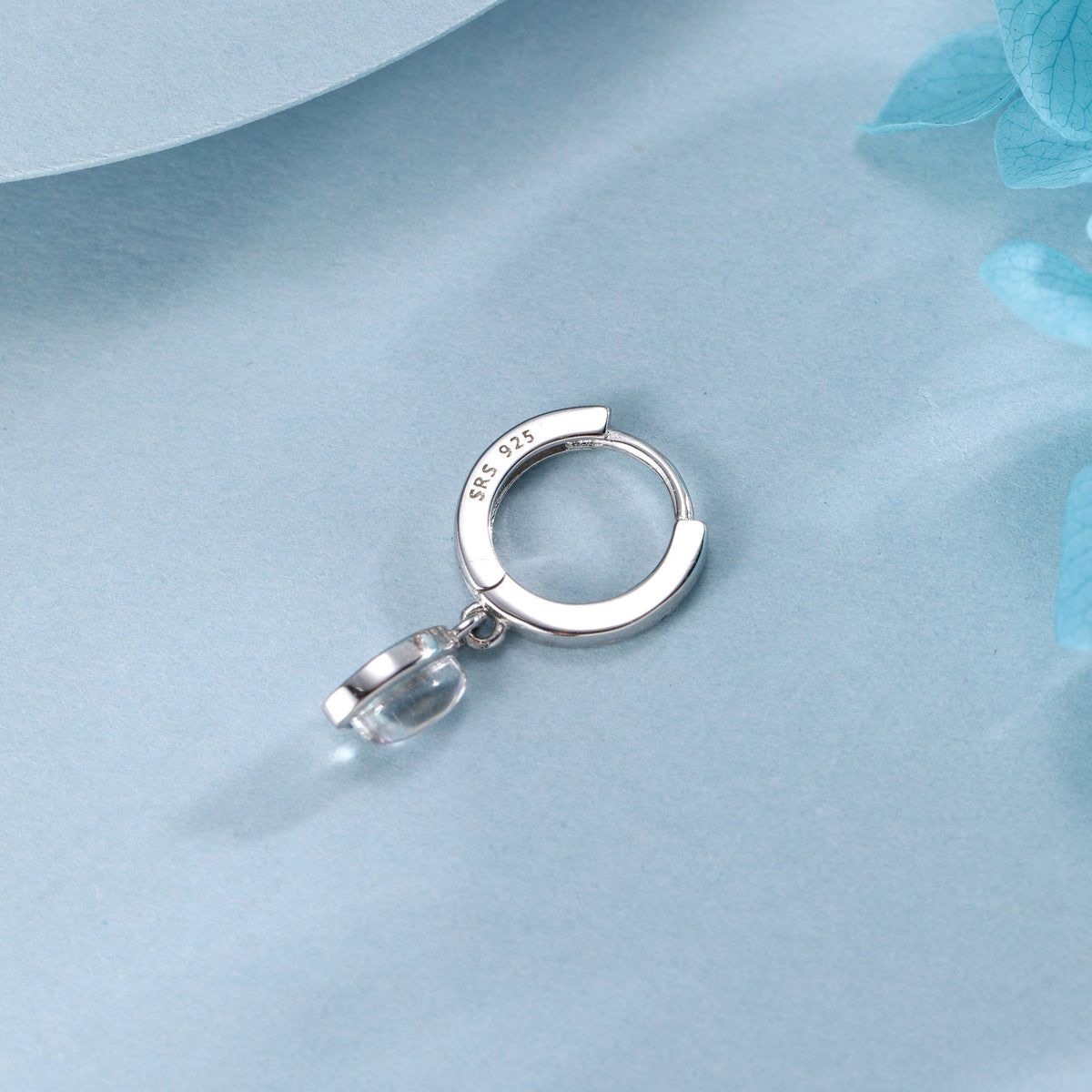 Marquise Moonstone Huggie Hoops in Sterling Silver, 8mm Moonstone Hoops, Silver or Gold, Lab Created Moonstone Earring