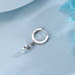Marquise Moonstone Huggie Hoops in Sterling Silver, 8mm Moonstone Hoops, Silver or Gold, Lab Created Moonstone Earring