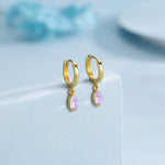Marquise Moonstone Huggie Hoops in Sterling Silver, 8mm Moonstone Hoops, Silver or Gold, Lab Created Moonstone Earring