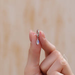 Marquise Moonstone Huggie Hoops in Sterling Silver, 8mm Moonstone Hoops, Silver or Gold, Lab Created Moonstone Earring