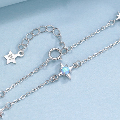 Opal Starburst Bracelet in Sterling Silver, Silver or Gold, Dainty Star Motif Bracelet, Starburst  Bracelet