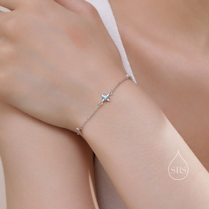 Opal Starburst Bracelet in Sterling Silver, Silver or Gold, Dainty Star Motif Bracelet, Starburst  Bracelet