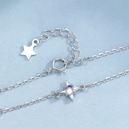 Moonstone Starburst Bracelet in Sterling Silver, Silver or Gold, Dainty Star Motif Bracelet, Starburst  Bracelet