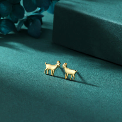 Goat Stud Earrings in Sterling Silver, Silver or Gold or Rose Gold, Sterling Silver Goat Earrings, Sheep Earrings, Farm Earrings