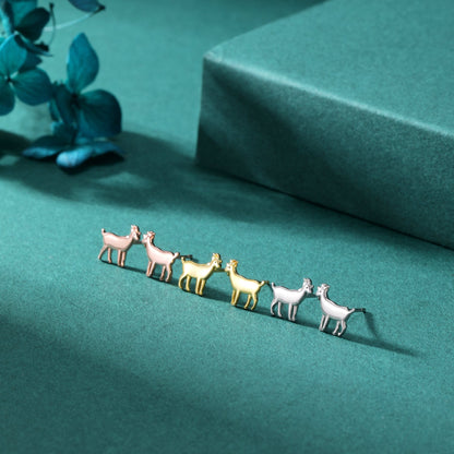 Goat Stud Earrings in Sterling Silver, Silver or Gold or Rose Gold, Sterling Silver Goat Earrings, Sheep Earrings, Farm Earrings